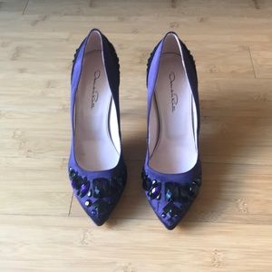 NWT Oscar de la Renta Purple Satin Pump sz 39